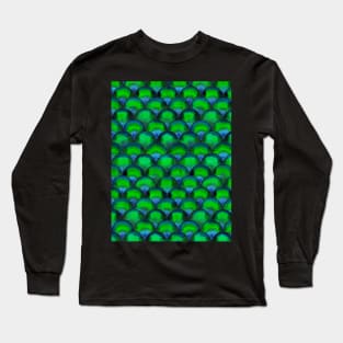 Green Seigaiha Japanese wave pattern Long Sleeve T-Shirt